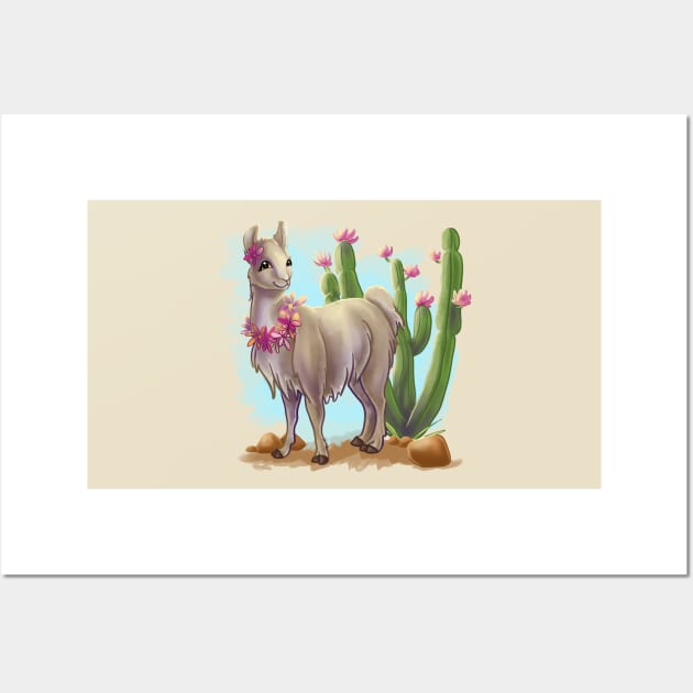 Flower Cactus Llama Wall Art by Unicornarama